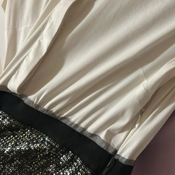 Bcbg MazAxria black and white pleated cuffs long sleeves dress Size 4 - Picture 12 of 17